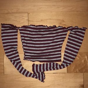💫Off the shoulder striped long sleeve top
